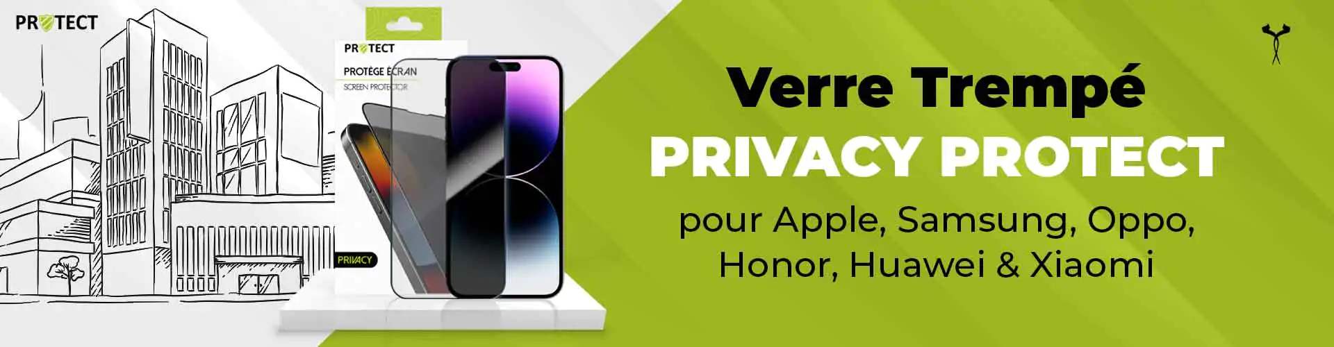 Verre Trempé PRIVACY PROTECT pour Apple, Samsung, Oppo, Honor, Huawei & Xiaomi