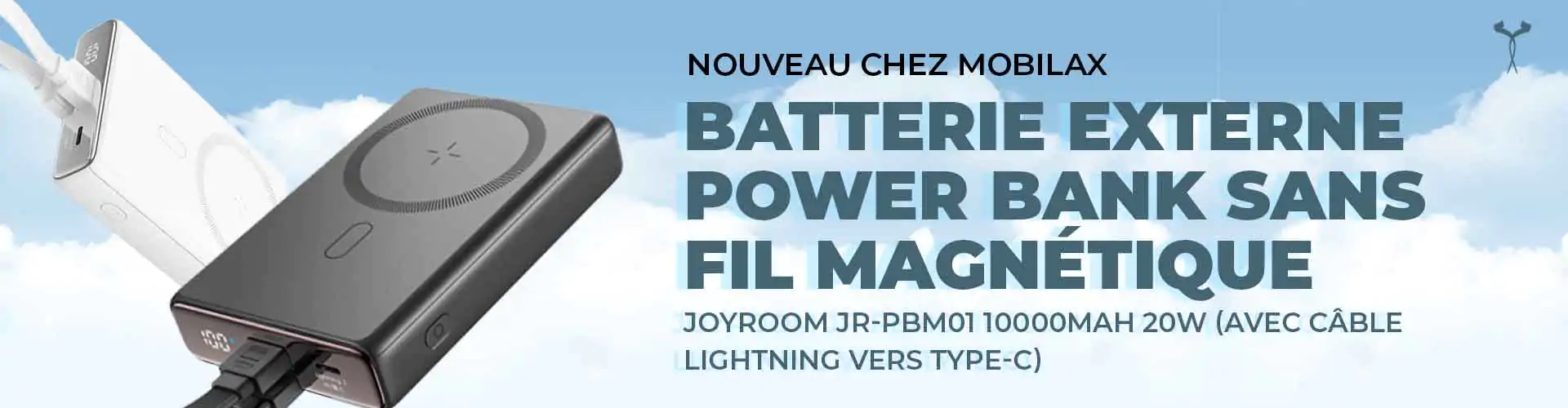 Batterie Externe Power Bank Sans Fil Magnétique JOYROOM JR-PBM01 10000mAh 20W (avec Câble Lightning vers Type-C)