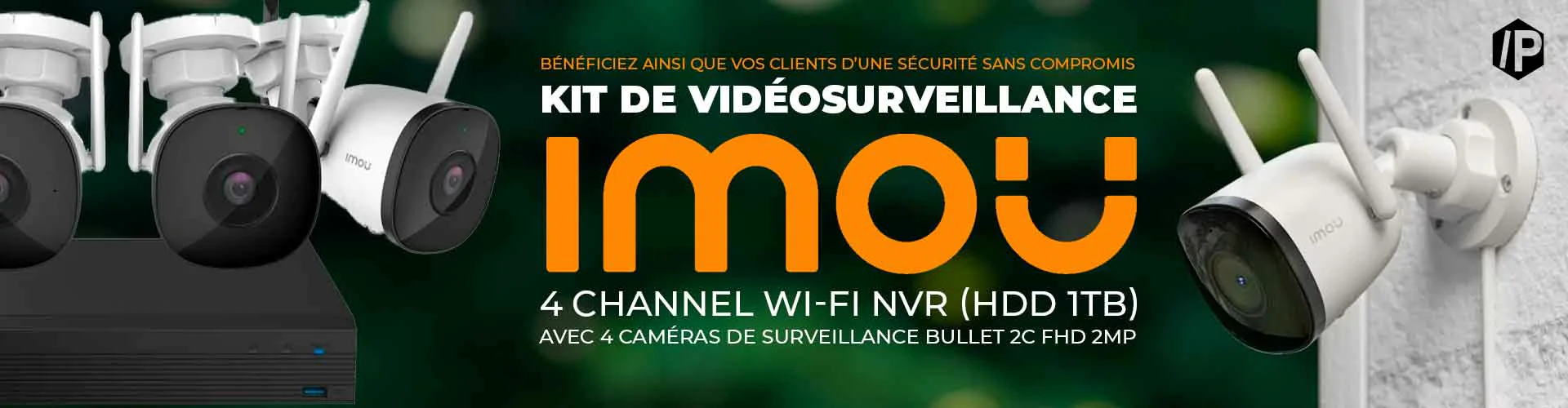 Kit de Vidéosurveillance Imou 4 Channel Wi-Fi NVR (HDD 1TB) avec 4 Caméras de Surveillance Bullet 2C FHD 2MP (KIT/NVR1104HS-W-S2
