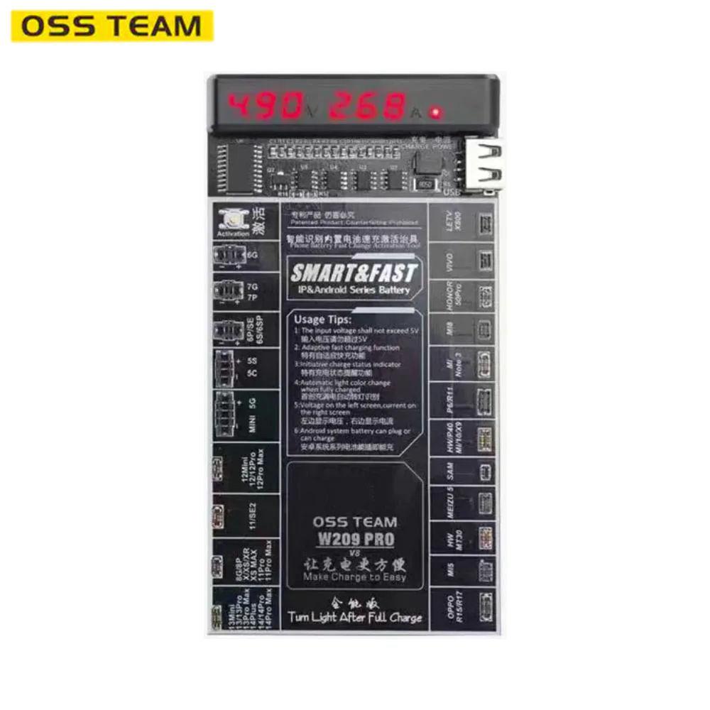Activateur de Batterie OSS TEAM W209 PRO V8 pour Android & iPhone 6 à 14 Series