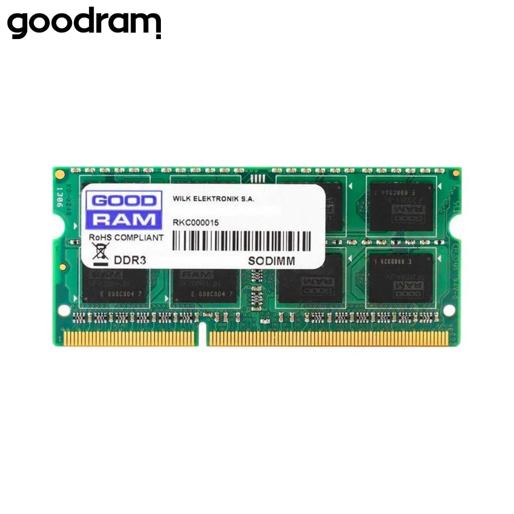 Barrette de RAM Goodram 8GB PC3-12800 SODIMM DDR3 (1600MHz CL11 512×8 1,35V) GR1600S3V64L11 / 8G