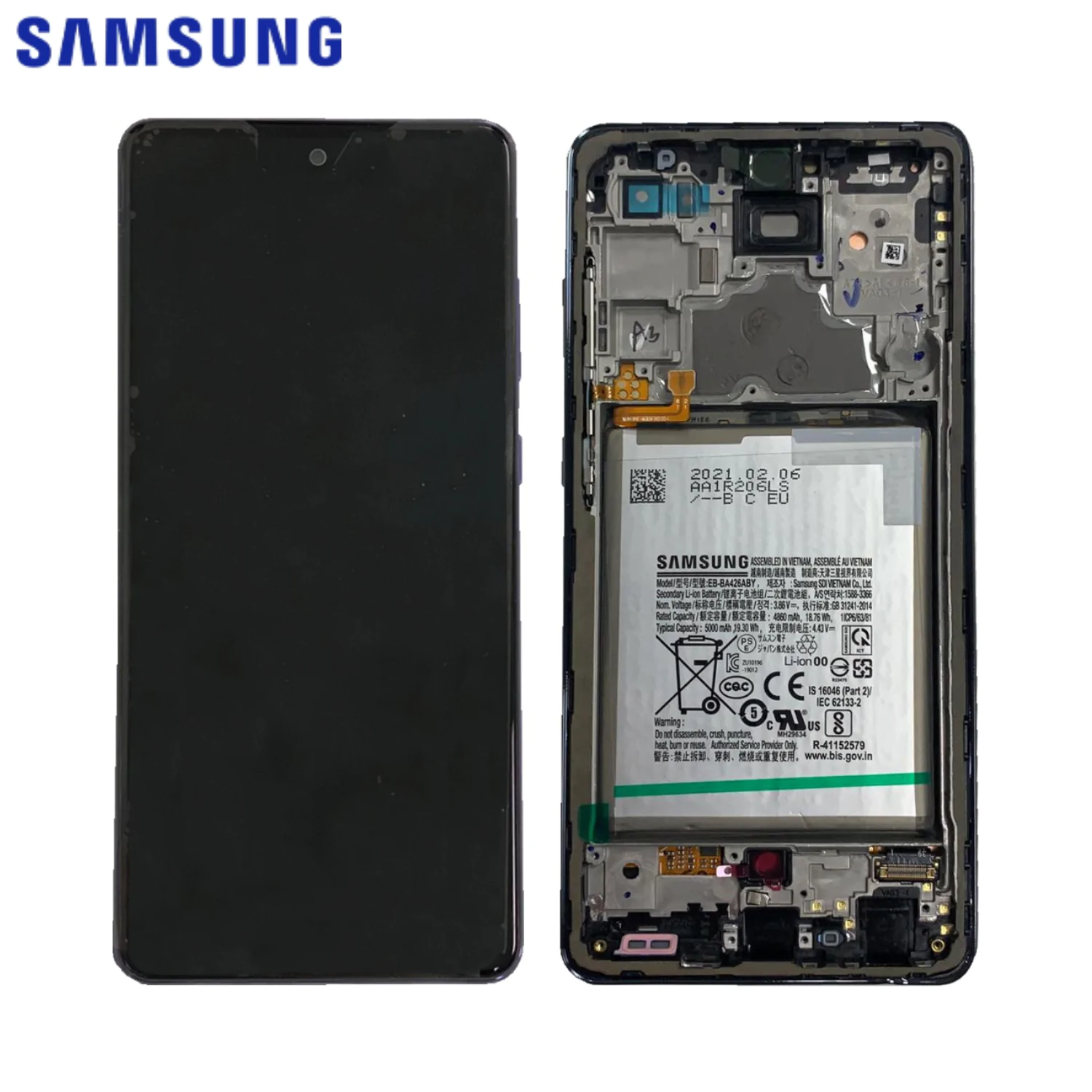 Bloc Complet Assemblé Original Samsung Galaxy A72 4G A725 / Galaxy A72 5G A726 GH82-25541A 25542A Awesome Black