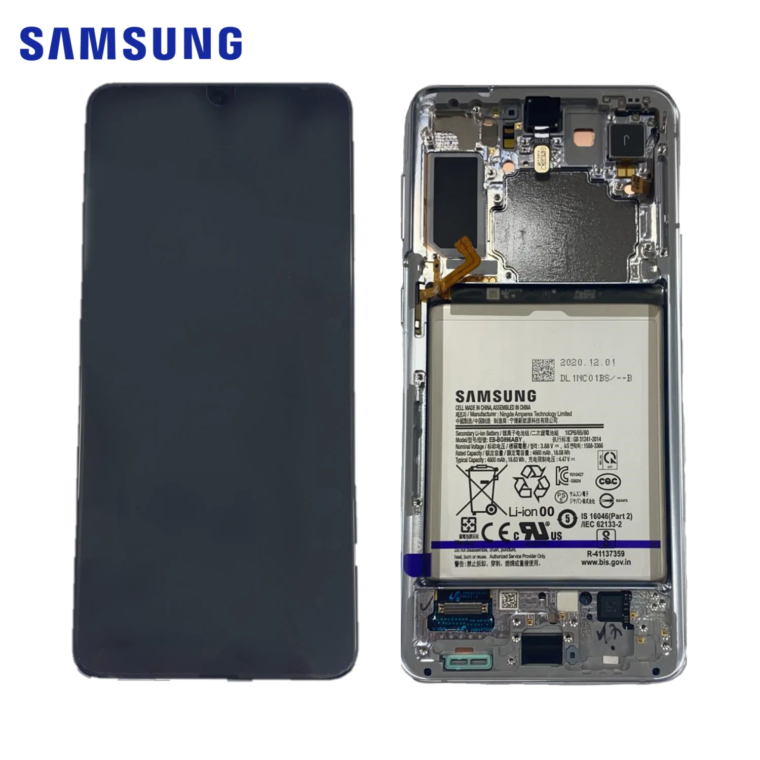 Bloc Complet Assemblé Original Samsung Galaxy S21 Plus 5G G996 GH82-24555C GH82-24744C Phantom Silver