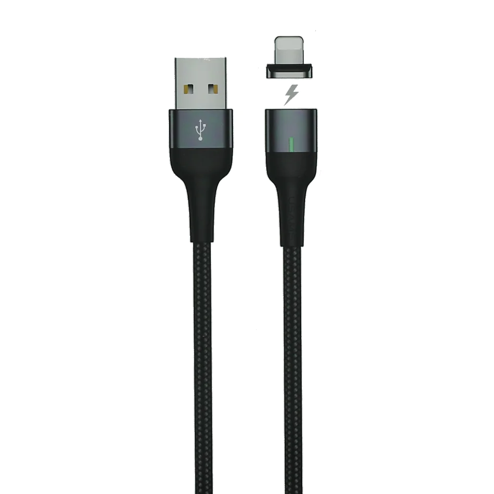 Câble Data USB vers Lightning Usams US-SJ326 U28 Magnétique Rotatif (1m) Noir