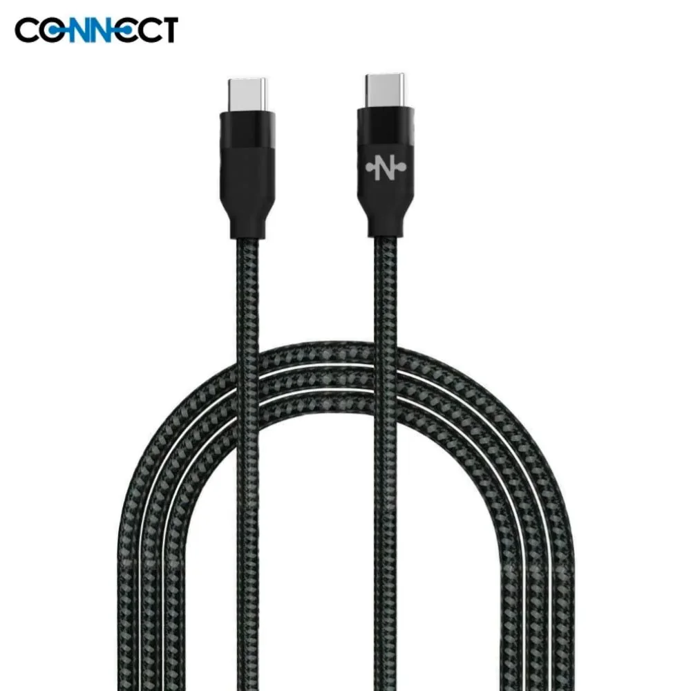 Câble Data Type-C vers Type-C CONNECT MC-CCN7 Nylon Tressé (2m) Noir
