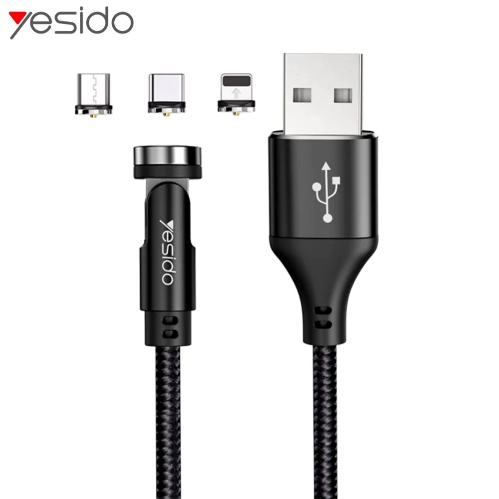 Câble Data Multi Yesido CA68 USB vers Type-C, Lightning & MicroUSB Magnétique 540° (3 en 1)