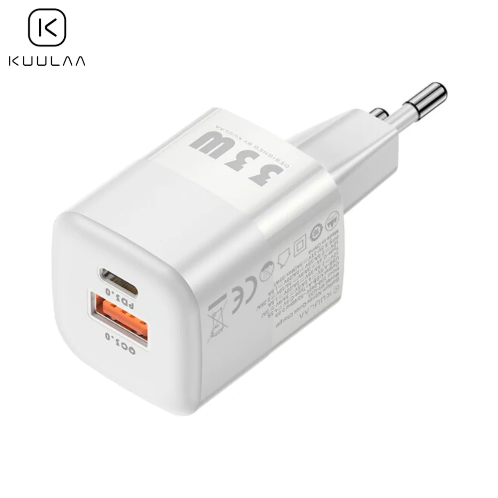 Chargeur Secteur GaN Kuulaa RY-U33 33W (Type-C PD3.0 + USB QC3.0) Blanc