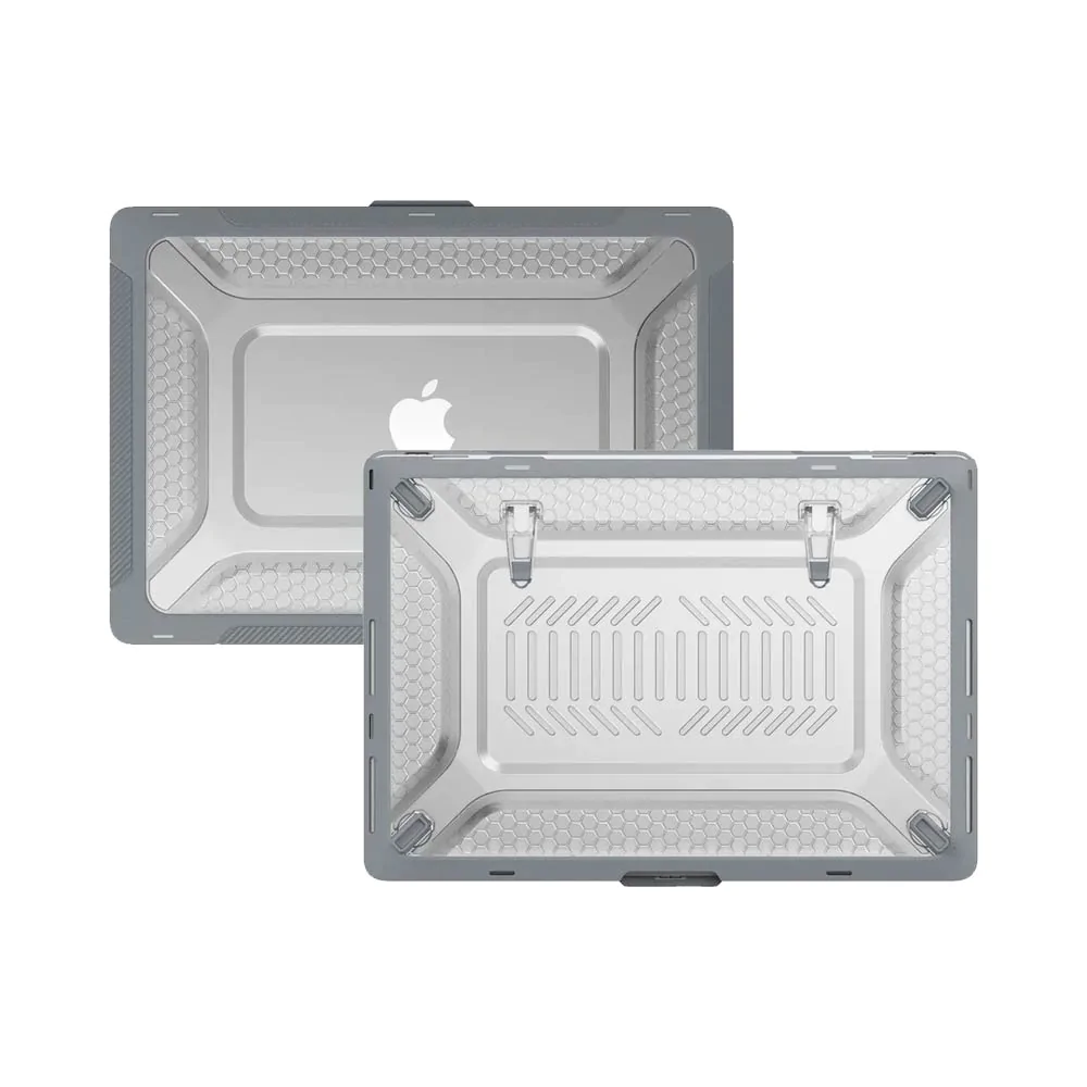 Coque de Protection Renforcée avec Support Apple MacBook Air 13" (2020) A2179 / MacBook Air 13" (Early 2019) A1932/MacBook Air 13" (2018) A1932/MacBook Air 13" (Late 2019) A1932/MacBook Air M1 13" (2020) A2337 Gris