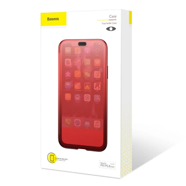 Coque Rabat Tactile Baseus pour Apple iPhone X / iPhone XS WIAPIPH58-TS09 Rouge