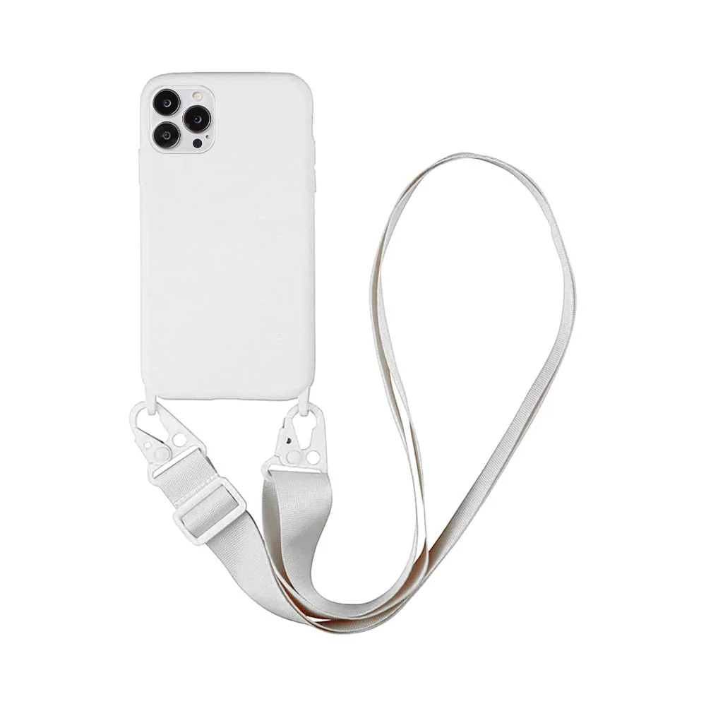 Coque Silicone avec Bandoulière Apple iPhone 13 Pro (#16) Blanc