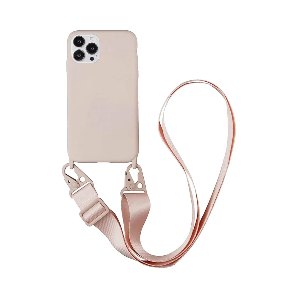 Coque Silicone avec Bandoulière Apple iPhone 13 Pro (#4) Rose Gold