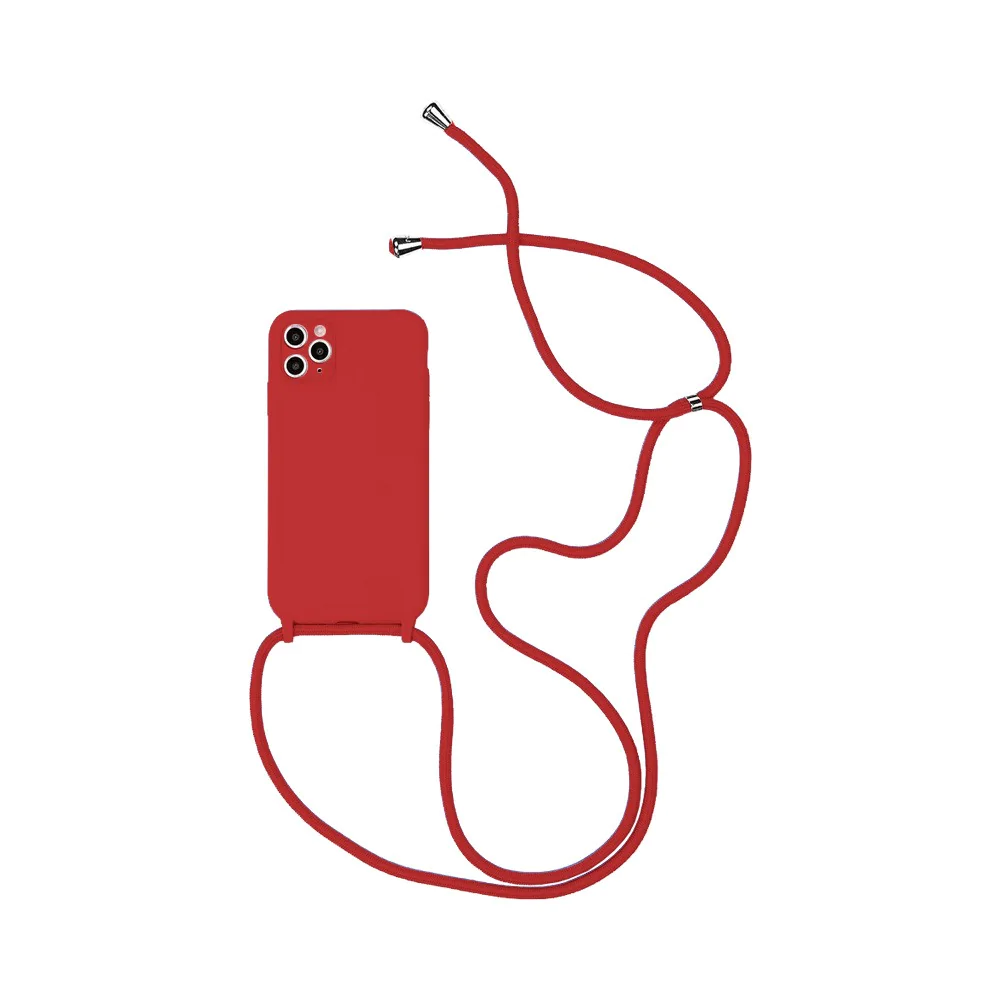 Coque Silicone avec Cordon Apple iPhone 12 Pro (15) Rouge