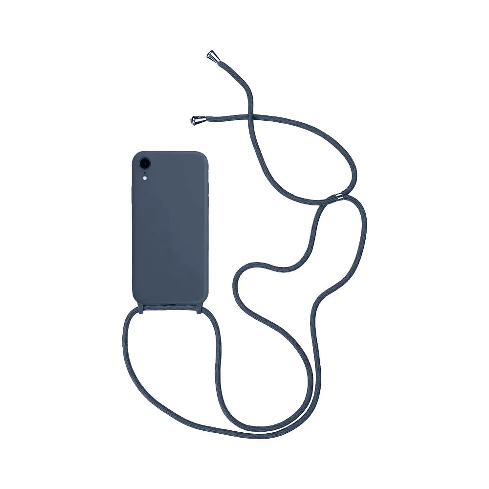 Coque Silicone avec Cordon Apple iPhone X / iPhone XS (12) Bleu Marine