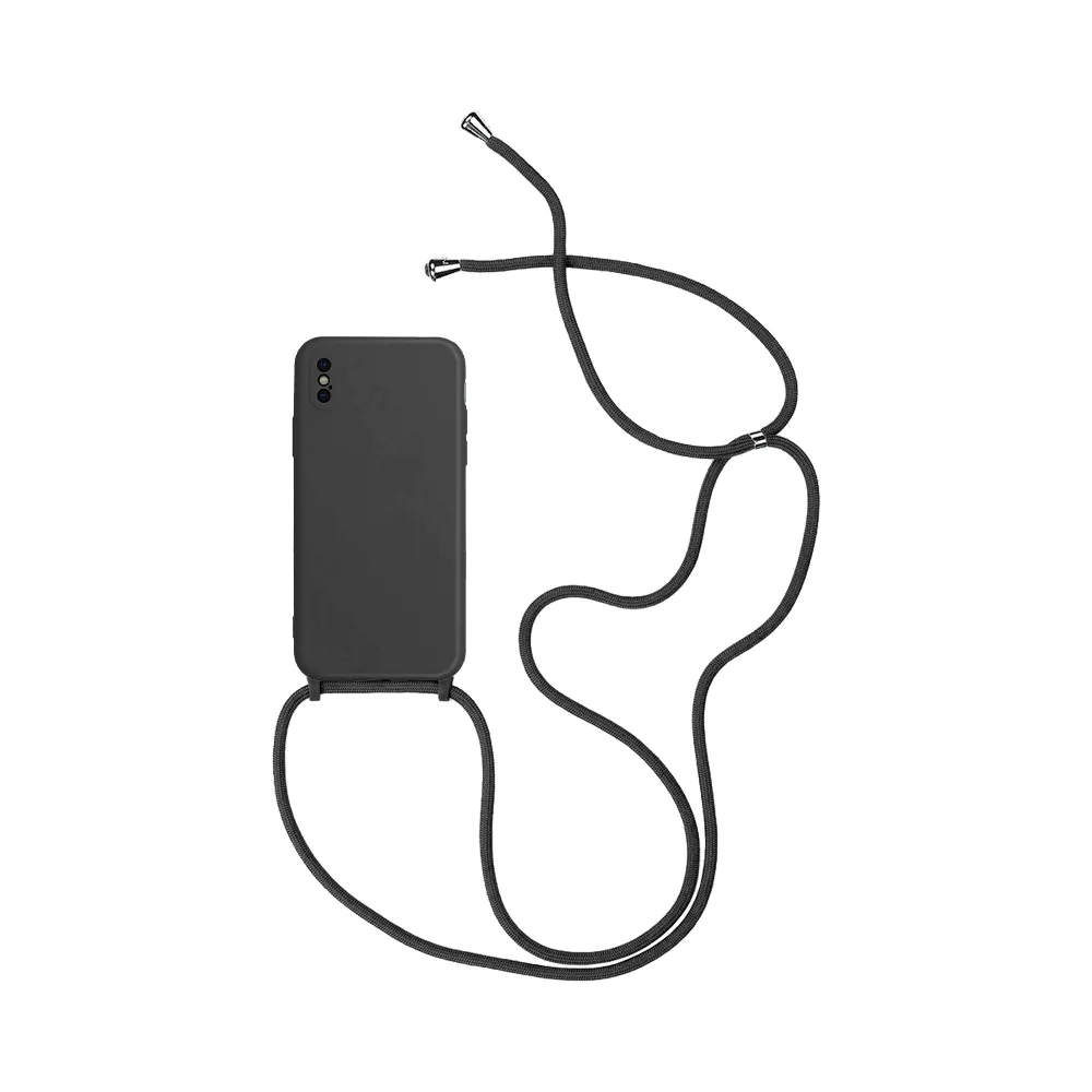 Coque Silicone avec Cordon Apple iPhone X / iPhone XS (08) Noir