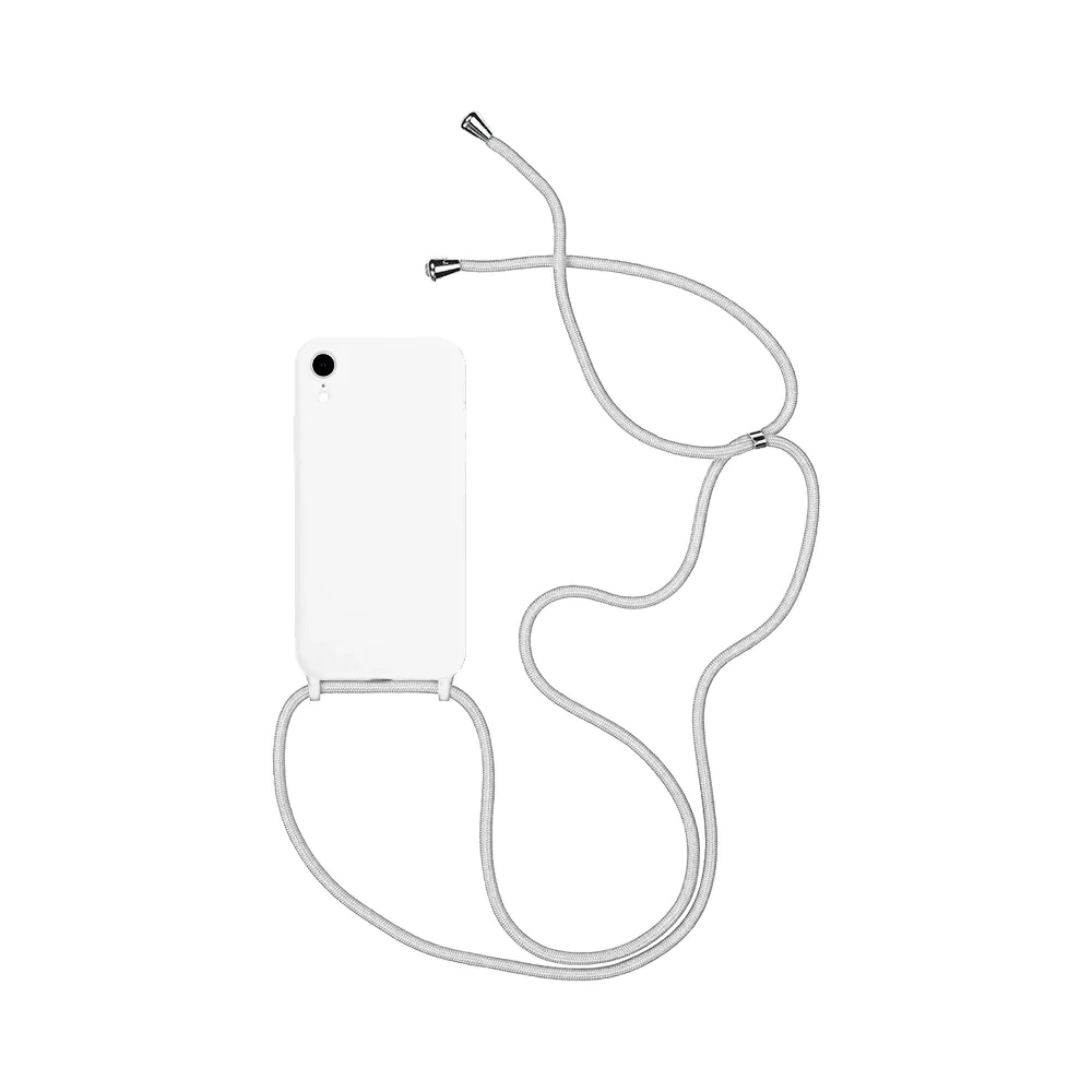 Coque Silicone avec Cordon Apple iPhone XR (07) Blanc