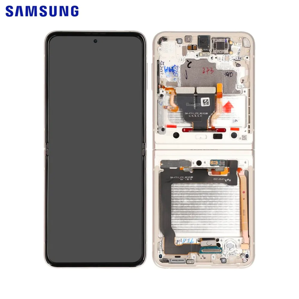 Ecran Tactile Original Samsung Galaxy Z Flip 3 5G F711 GH82-26273B GH82-27244B Crème