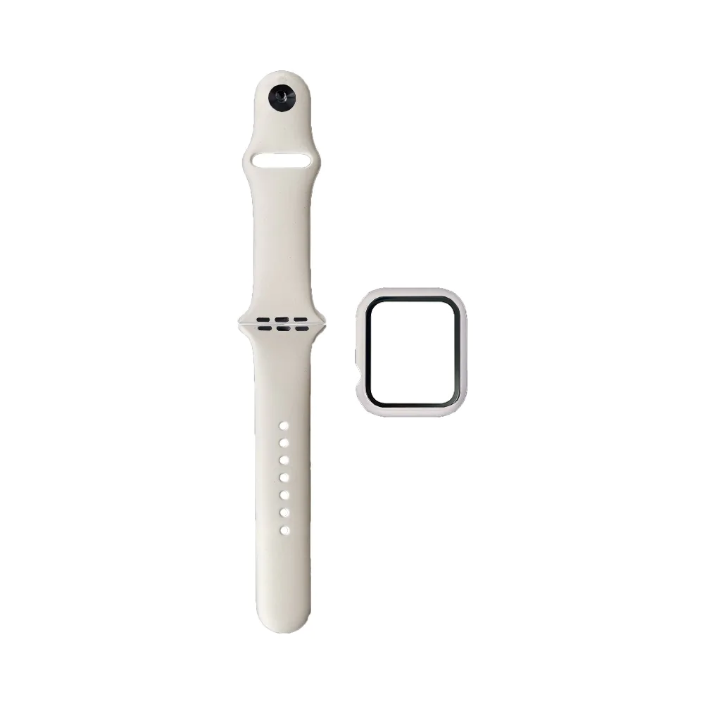 Protection Silicone pour Apple Watch 41mm avec Bracelet Sport (2) Blanc