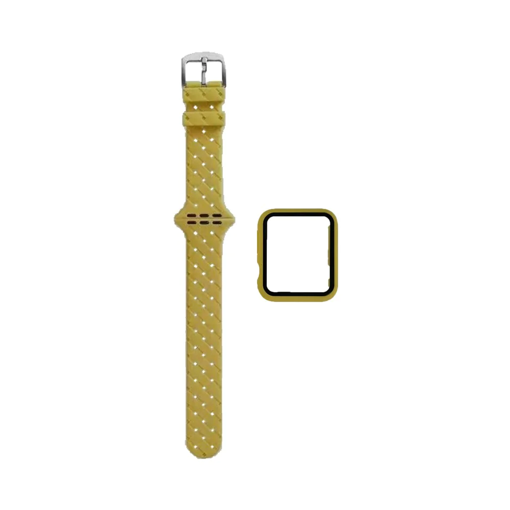 Protection Silicone pour Apple Watch 38mm avec Bracelet Boucle (11) Jaune