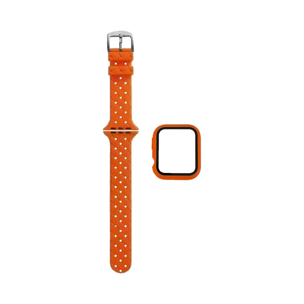 Protection Silicone pour Apple Watch 38mm avec Bracelet Boucle (12) Orange