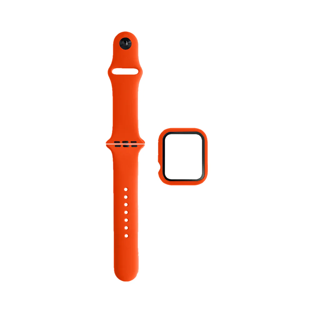 Protection Silicone pour Apple Watch 44mm avec Bracelet Sport (10) Orange