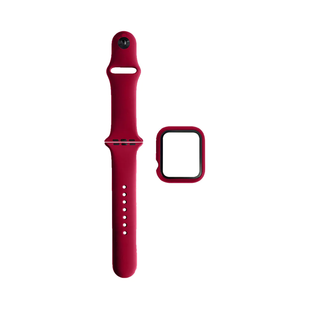 Protection Silicone pour Apple Watch 41mm avec Bracelet Sport (13) Rose Rouge
