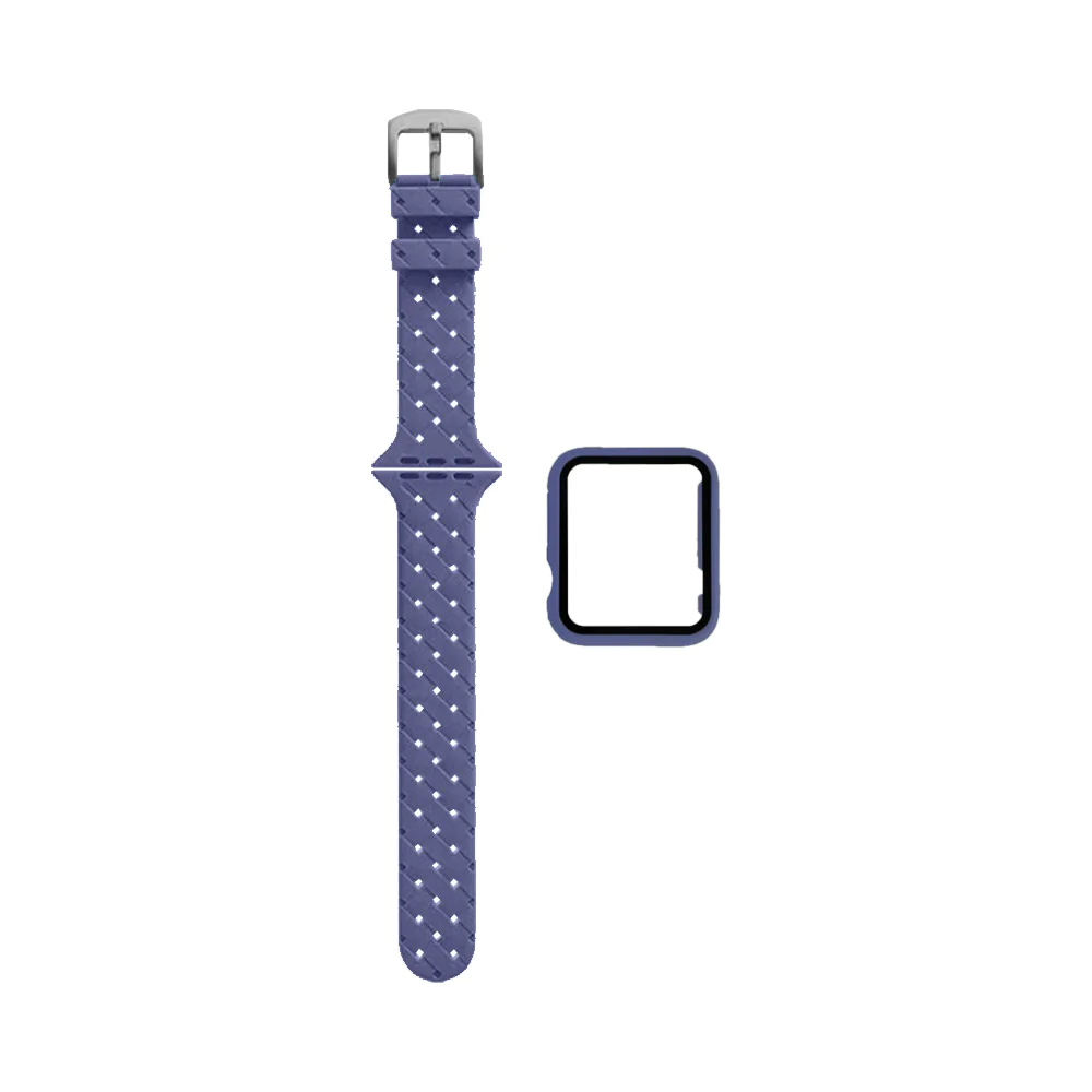 Protection Silicone pour Apple Watch 45mm avec Bracelet Boucle (7) Violet