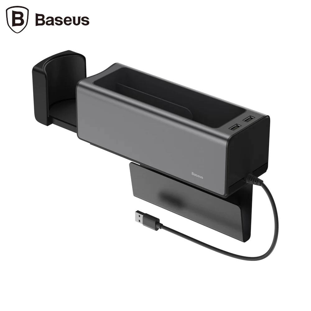 Rangement Supplémentaire pour Voiture Baseus Deluxe Metal Armrest Console Organizer (2x USB) CRCWH-A01