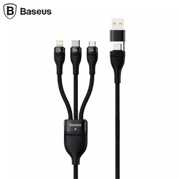 Câble Data Multi Baseus Flash Series II USB + Type-C vers Type-C + microUSB + Lightning 100W (1.2m) CASS030101 Noir