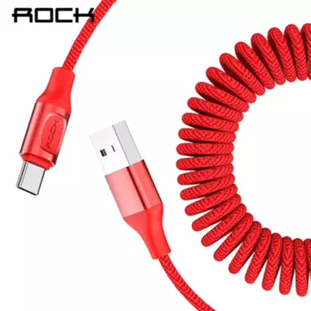 Câble Data USB vers Type-C Rock RCB0657 Extensible (1,5 m) Rouge