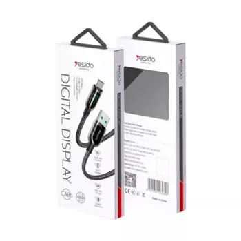 Câble Data USB vers Type-C Yesido CA85 Digital Display 66W (1,2m) Noir