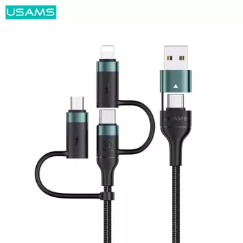 Câble Data Multi Usams US-SJ547 U62 USB + Type-C vers Lightning + Type-C + MicroUSB 60W (1.2m) Vert