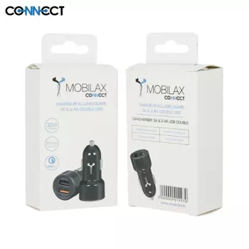 Chargeur Allume-Cigare CONNECT QC 3.0 / 2.4A Noir