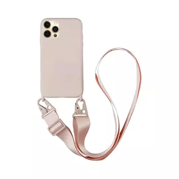 Coque Silicone avec Bandoulière Apple iPhone 12 Pro (#4) Rose Gold