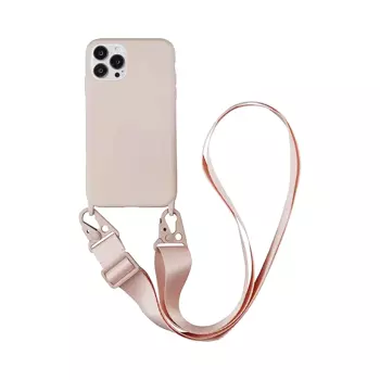 Coque Silicone avec Bandoulière Apple iPhone 13 Pro Max (#4) Rose Gold
