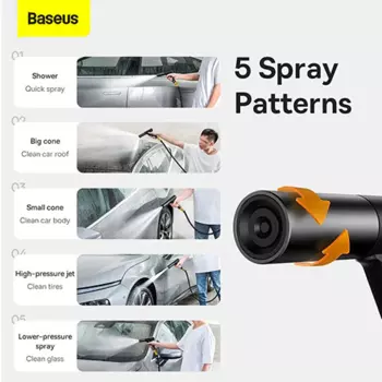 Pistolet de Nettoyage pour Voiture Baseus GF5 Car Wash Spray Nozzle CPGF000101 (Tuyau 15m)