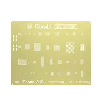 Pochoir Rebillage 3D QianLi pour Apple iPhone 8 / iPhone 8 Plus CMS Or