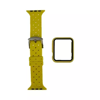 Protection Silicone pour Apple Watch 44mm avec Bracelet Boucle (11) Jaune