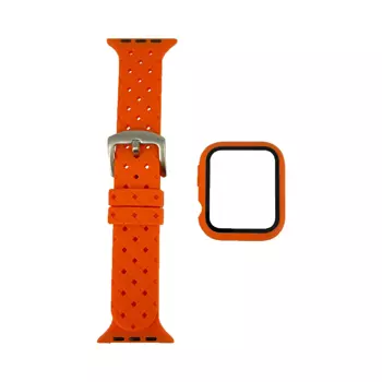 Protection Silicone pour Apple Watch 44mm avec Bracelet Boucle (12) Orange