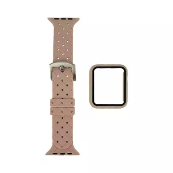 Protection Silicone pour Apple Watch 44mm avec Bracelet Boucle (8) Rose