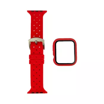Protection Silicone pour Apple Watch 38mm avec Bracelet Boucle (1) Rouge
