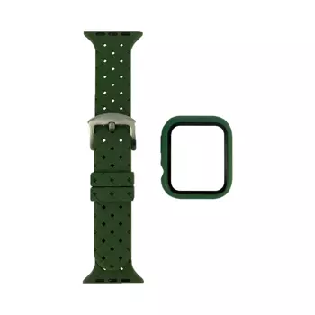 Protection Silicone pour Apple Watch 44mm avec Bracelet Boucle (6) Vert Militaire