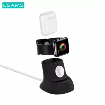 Support Silicone Usams US-ZJ051 pour Pad de Charge Apple Watch & AirPods Noir