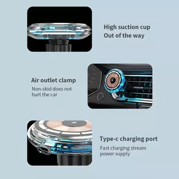 Support Smartphone Chargeur à Induction pour Voiture Kuulaa C25 15W Transparent