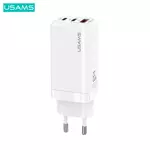 Chargeur Secteur GaN Usams US-CC110 Mini chargeur rapide 65W (2x Type-C + USB QC3.0) Blanc