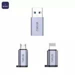 Adaptateur Wiwu Wi-C031 Concise (Pack Type-C vers USB, Micro & Lightning) Gris