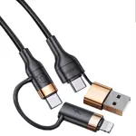Câble Data Multi Usams US-SJ483 U62 USB + Type-C vers Type-C + Lighting PD 3A (1.2m) Noir
