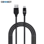 Câble Data USB vers Type-C CONNECT Nylon Tressé 1m Noir