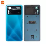 Cache Arrière Original Xiaomi Poco X4 Pro 5G 5600040K6P00 Bleu Métal