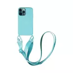 Coque Silicone avec Bandoulière Apple iPhone 12 Pro Max (#7) Bleu Clair