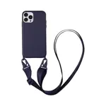 Coque Silicone avec Bandoulière Apple iPhone 13 Pro Max (#5) Bleu Marine